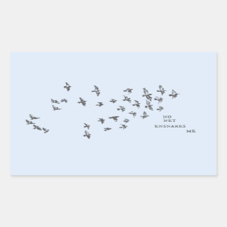 「ネットが私を巻き込まない」+鳥(青淡い色のは黒) 長方形シール