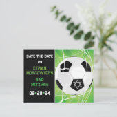 ネットでサッカーボールバー(ユダヤ教の)バル・ミツバー日付カードを保存 ポストカード (スタンド正面)