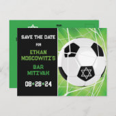 ネットでサッカーボールバー(ユダヤ教の)バル・ミツバー日付カードを保存 ポストカード (正面/裏面)
