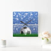 ネットのサッカーボール スクエア壁時計 (ホーム)