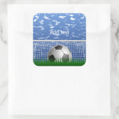 ネットのサッカーボール、テンプレート スクエアシール (バッグ)