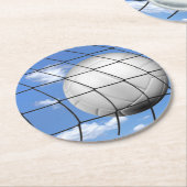 ネットのサッカーボール ラウンドペーパーコースター (アングル)