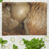 ネットの玉ねぎ、野菜、スパイシーな料理 キッチンタオル (折り畳み)