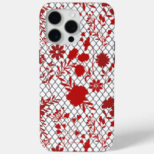 ネットの赤い花輪郭 iPhone 15 PRO MAXケース