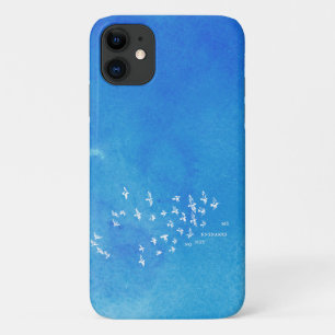 "ネットは私を巻き込まない" +鳥（青は白） iPhone 11 ケース