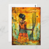 ネットを持つアフリカの漁師 ポストカード (正面/裏面)