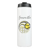 ネットスポ飛んでいるート上のテニスパーソナライズされたボール タンブラー (正面)