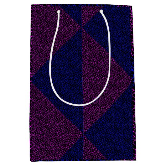 ネットパターン05 IndigoブルーブラックBG ミディアムペーパーバッグ (正面)