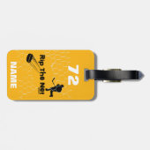 ネットホッケーパーソナライズされたプレーヤーブラック金ゴールドの取り込み ラゲッジタグ (裏面横)