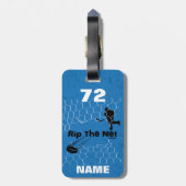 ネットホッパーソナライズされたケープレーヤーを青色で破る ラゲッジタグ (裏面縦)