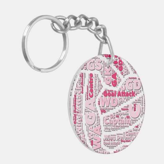 ネットボールの位置のタイポグラフィの球のデザイン キーホルダー (正面左)
