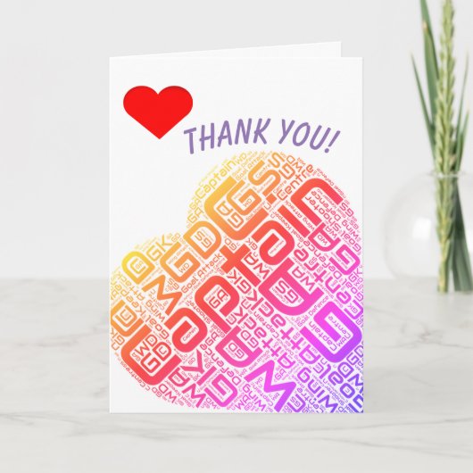 ネットボールの位置のハートのデザインは感謝していしています サンキューカード (正面)