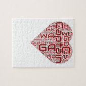 ネットボールの位置のハートのデザイン ジグソーパズル (横)