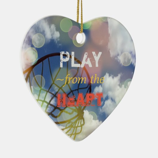 ネットボールの位置のハートの引用文 セラミックオーナメント (右)