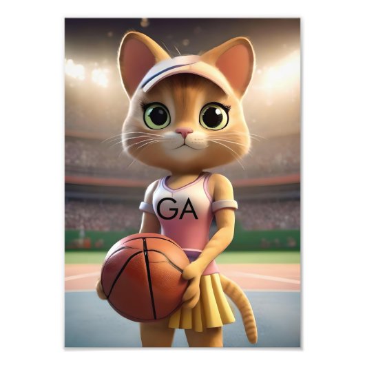 ネットボールの雌猫。 フォトプリント            (正面)