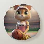 ネットボールの雌猫。 ラウンドクッション (裏面)
