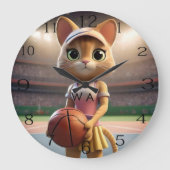 ネットボールの雌猫。 ラージ壁時計 (正面)