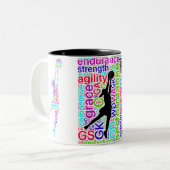 ネットボールは単語およびやる気を起こさせるな引用文を置きます ツートーンマグカップ (正面左)