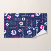 ネットボールスポーツピンクブルーホワイト名前をカスタムする バスタオルセット (ハンドタオル)