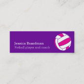 ネットボールスポーツボールプレーヤーコーチピンクパープル スキニー名刺 (正面)