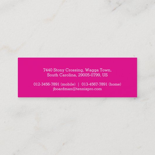 ネットボールスポーツボールプレーヤーコーチピンクパープル スキニー名刺 (裏面)