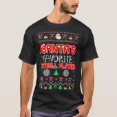 ネットボールプレイヤースポーツクリスマス醜いセーターのギフト Tシャツ (正面)