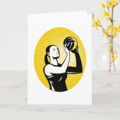 ネットボールプレーヤーのゴールのシュートの射撃、発砲の球 カード (黄色い花)