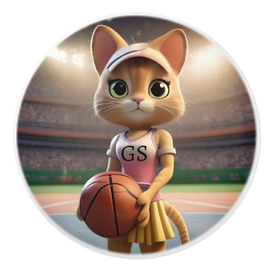 ネットボール猫 セラミックノブ (正面)