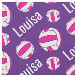 ネットボール紫ピンクの名前スポーツのパターン生地 ファブリック