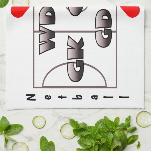 ネットボール裁判所および位置のハートのデザイン キッチンタオル (折り畳み)