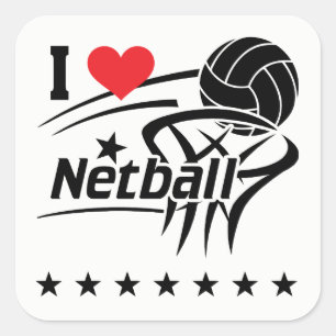 ネットボール, I Love Netball,ステッカー スクエアシール