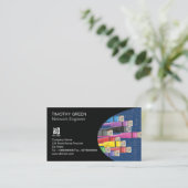 ネットワークエンジニアテクニカルカラーコンピュータケーブル 名刺 (スタンド正面)