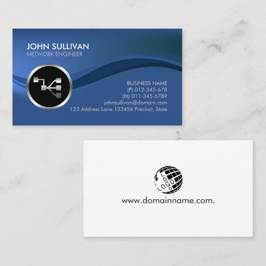 ネットワークエンジニアネットワークポイントアイコンビジネスカー 名刺 (正面/裏面)