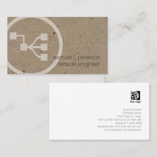 ネットワークエンジニアネットワークポイントアイコン自然紙 名刺 (正面/裏面)