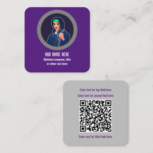 ネットワークセキュリティとペンテスト – 女性技術者 スクエア名刺 (正面/裏面)