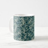 ネットワーク上のティール(緑がかった色) – シームレスなパターン。 コーヒーマグカップ (正面左)