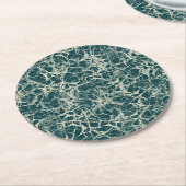 ネットワーク上のティール（緑がかった色） – シームレスなパターン。 ラウンドペーパーコースター (アングル)