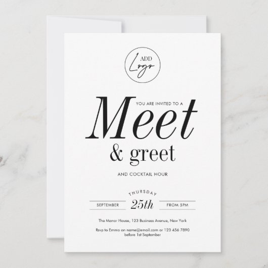 ネットワーク会議と挨拶ミニマリストのビジネスロゴ 招待状 (正面)