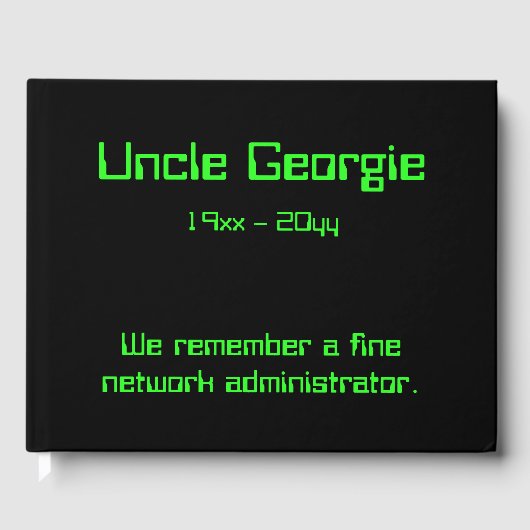 ネットワーク管理者の哀悼のゲストブック ゲストブック (正面)