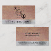 ネットワーク通信アイコン金属背景 名刺 (正面/裏面)