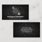 ネットワーク通信アイコン |幾何学模様（黒） 名刺 (正面/裏面)