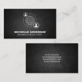 ネットワーク通信アイコン |黒いテクスチャ 名刺 (正面/裏面)