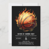 ネット水彩編集可能バスケットボール誕生日 招待状 (正面)