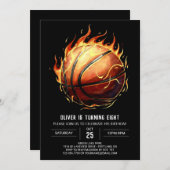 ネット水彩編集可能バスケットボール誕生日 招待状 (正面/裏面)