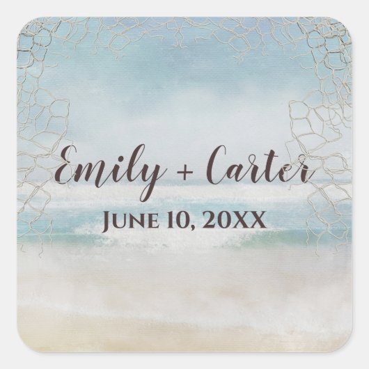 ネット結婚海ビーチ スクエアシール (正面)