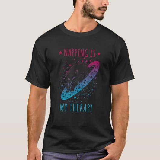 ネッピング・イズ・マイ・ヘラピー 眠る 夢を見る 宇宙猫 Tシャツ (正面)