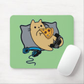 ネディーゲーマー猫食べのピザゲーム一時停止 マウスパッド (マウス)