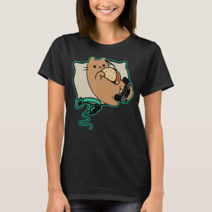 ネディ・ゲーマー猫食べのタコスのゲーム一時停止 Tシャツ