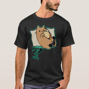 ネディ・ゲーマー猫食べのタコスのゲーム一時停止 Tシャツ