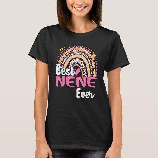 ネネ最高のーエバおもしろいンピンクヒョウ虹マザーズ Tシャツ (正面)